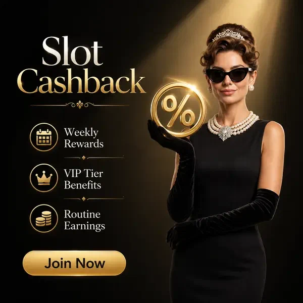 Jugador sosteniendo emblema dorado de porcentaje para recompensas semanales de Cashback de Tragaperras en elegante salón VIP
