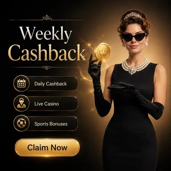 Jugador VIP presentando moneda dorada de cashback en el portal de inicio de sesión de Reclamaciones de Cashback Semanal y Activación de Recompensas