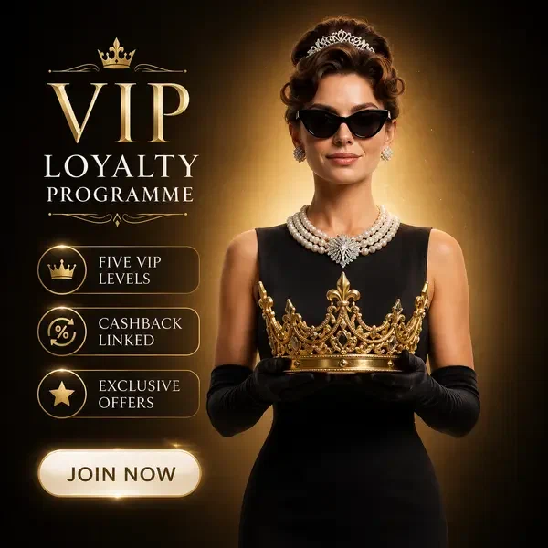 Figura elegante sosteniendo corona dorada en el portal del Programa VIP y de Fidelidad de Casino Infinity